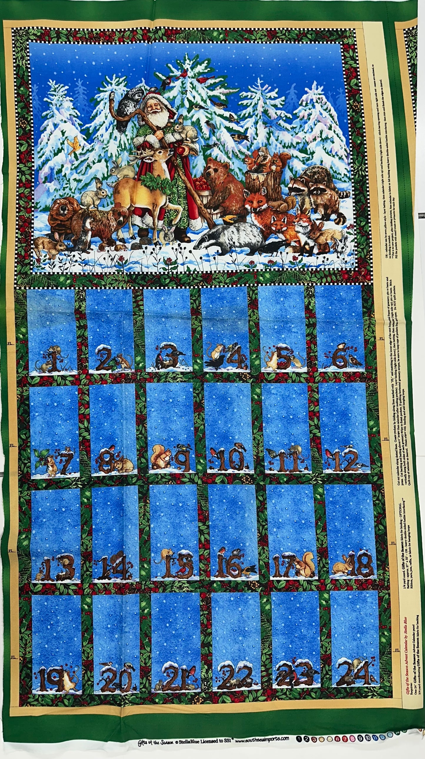 Fabric Panel "Gifts of the Season" by Stella Blue Christmas Advent Calendar