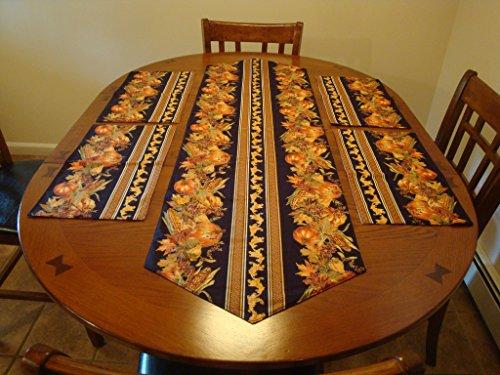 Herbst/Winter, zweiseitig – wendbar – Tischläufer 52 x 16 Zoll und Tischset 17 x 9,75 Zoll, Set (4), hergestellt in Maine