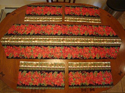 Herbst/Winter, zweiseitig – wendbar – Tischläufer 52 x 16 Zoll und Tischset 17 x 9,75 Zoll, Set (4), hergestellt in Maine