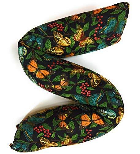 Draft Stopper  Butterflies on Black - Big 4" Diameter (Length Fits a 36" Space)